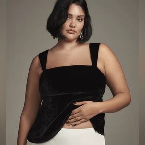🖤 ANTHROPOLOGIE Pilcro Black Velvet Flyaway Tank Top